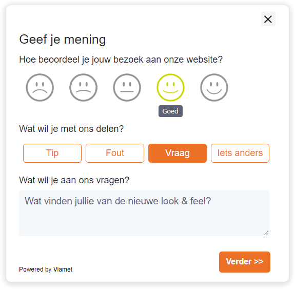 Feedbackknop Viamet nieuwe look & feel